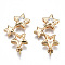 Brass Micro Pave Clear Cubic Zirconia Peg Bails Pendants, for Half Drilled Bead, Nickel Free, Star, Real 18K Gold Plated, 27x15x4.5mm, Hole: 1.5x1mm, Pin: 0.6mm