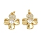 Brass Micro Pave Cubic Zirconia Pendants, Clover Charms, Cadmium Free & Lead Free, Rack Plating, Long-Lasting Plated, with Jump Ring, Real 18K Gold Plated, 18.5x16x4mm, Hole: 3.5mm