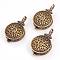Brass Locket Pendants, Flat Round, Brushed Antique Bronze, Tray: 4mm, 36.5x23x8mm, Hole: 4x6.5mm, Inner: 20.5mm