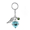Stainless Steel Keychain, with Urn Ashes and Wing Pendant, Sky Blue, Pendant: 2.5x2.1cm