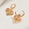 Fashionable Fringed Hoop Earrings, with Zircon Stones, Classic and Versatile, Heart, Real 18K Gold Plated, 27x18mm
