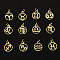 201 Stainless Steel Charms, Laser Cut, with Jump Rings, Ring with 12 Constellations, Golden, 13x10.5x1mm, Hole: 3mm, 12pcs/set