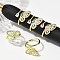 Brass Micro Pave Clear Cubic Zirconia Enamel Finger Rings, Cadmium Free & Nickel Free & Lead Free, Butterfly, with ABS Plastic Pearl, Real 18K Gold Plated , Mixed Color, Inner Diameter: 17.5mm