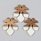 Opaque Resin & Walnut Wood Pendants, Fleur De Lis, Floral White, 38x31.5x3mm, Hole: 2mm