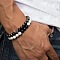 2Pcs 2 Style 8mm Round Natural Howlite & Frosted Black Agate Stretch Bracelets Set, Cross Stackable Bracelets for Men