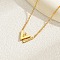 Clear Cubic Zirconia Initial Letter W Pendant Necklace with Stainless Steel Chains, with Artificial Flower and Box, Real 18K Gold Plated, 16.14 inch(41cm)