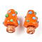 Handmade Lampwork Bumpy Beads, Mushroom Charms, Orange Red, 17.5~20x11~14.5mm, Hole: 1~1.6mm