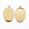 Ion Plating(IP) 304 Stainless Steel Pendant Cabochon Settings, Plain Edge Bezel Cups, Oval, Golden, Tray: 18x13mm, 22x14x1.5mm, Hole: 1.5mm