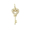 925 Sterling Silver Micro Pave Clear Cubic Zirconia Pendants, Heart Key Charms with Jump Rings and 925 Stamp, Light Gold, 16x6.5x2mm, Hole: 3.5mm