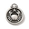 304 Stainless Steel Pendants, Flat Round with Constellations Charm, Antique Silver, Cancer, 20.5x17x3mm, Hole: 2.5x2mm