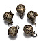 Brass Hollow Round Cage Pendants, For Chime Ball Pendant Necklaces Making, Lead Free & Nickel Free & Cadmium Free, Antique Bronze, 28x22mm, Hole: 6x5mm
