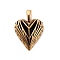 Retro 304 Stainless Steel Pendants, Heart Charm, Antique Golden, 41.5x29.5x8.5mm, Hole: 9x5mm
