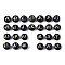 Handmade Lampwork Beads, with Golden Plated Brass Etched Metal Embellishments, Flat Round with Letter A~Z, Black, 8x5mm, Hole: 0.8mm, about 26pcs/set