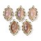 Natural Sunstone Faceted Horse Eye Links, Rack Plating Brass Micro Pave Orchid Cubic Zirconia Connector Charms, Golden, 24.5x14.5x4.5mm, Hole: 1.2mm