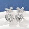 Bowknot Brass Micro Pave Clear Cubic Zirconia Dangle Stud Earrings for Women, Rack Plating, Lasting Plated, Cadmium Free & Lead Free, Platinum, 26.5x15.5mm