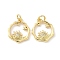 Brass Micro Pave Cubic Zirconia Pendants, Star & Sun, with Jump Ring, Long-Lasting Plated, Cadmium Free & Lead Free, Rack Plating, Real 18K Gold Plated, 16.5x14x2mm, Hole: 3mm
