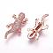 Brass Micro Pave Cubic Zirconia Beads, Gecko, Rose Gold, 27x13~15x6.5mm, Hole: 1mm
