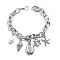 Ocean Theme Alloy & Imition Pearl Bracelets, Summer Vocation Shell Shape & Starfish Charm Bracelets for Women Bracelets for Women, Platinum