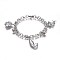 Tarnish Resistant 304 Stainless Steel Charm Bracelets, with 201 Stainless Steel Ring, with Lobster Claw Clasps, Shrimp & Fish & Dolphin, Stainless Steel Color, 7-1/2 inch(19cm), Charm: 8.5x6mm and 17.5~27.5x13~17mm