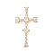 Real 18K Gold Plated Brass Micro Pave Cubic Zirconia Pendants, with Glass, Cadmium Free & Nickel Free & Lead Free, Cross, Clear, 46x25x8.5mm, Hole: 2.7x6.3mm