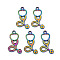 Alloy Pendants, Cadmium Free & Nickel Free & Lead Free, Stethoscope, Rainbow Color, 28x15x1.5mm, Hole: 2mm