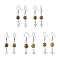 304 Stainless Steel Mixed Shape Dangle Earrings, with Natural Wenge Wood Beads, Stainless Steel Color, 42~47x6~11mm