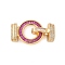 Brass Micro Pave Cubic Zirconia Fold Over Clasps, Cadmium Free & Nickel Free & Lead Free, Ring, Real 18K Gold Plated, 33.5mm
