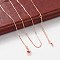 Brass Box Chain Necklaces for Women, With 304 Stainless Steel Lobster Clasp, Rack Plating, Lead Free & Cadmium Free, Long-Lasting Plated, Rose Gold, 15.98 inch(40.6cm) long+ 50~60mm extender, 0.04 inch(0.1cm)