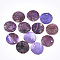 Spray Paint Natural Akoya Shell Pendants, Mother of Pearl Shell Pendants, Round, Medium Orchid, 15x1~3mm, Hole: 1.1~1.5mm
