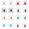 4Sets 2 Styles Glass Pendant, For Halloween, Spider, Medium Spring Green, 52~55x52~55x9.5~10mm, Hole: 1.6~3mm, 2sets/style