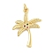 Rack Plating Brass Micro Pave Cubic Zirconia Pendants, Lead Free & Cadmium Free, Long-Lasting Plated, Coconut Tree, Golden, 26x19x2.5mm