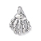 Brass Micro Pave Cubic Zirconia Pendants, Cadmium Free & Nickel Free & Lead Free, Paw Charms, Real Platinum Plated, 19.5x13.5x5.5mm, Hole: 1.4mm
