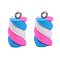 Handmade Polymer Clay Charms, with Platinum Tone Iron Findings, Marshmallow, Colorful, 17~19x9~10x9~10mm, Hole: 2mm