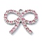 Rack Plating Alloy with Rhinestone Pendants, Bowknot, Pink, 21x18x2mm, Hole: 1.6mm