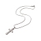Non-Tarnish 304 Stainless Steel Snake Chain Necklaces, Religion Cross Pendant Necklace, with Lobster Claw Clasp, Stainless Steel Color, 17-3/4 inch(45cm), 0.2cm