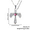 Retro Hip Hop Style Brass Full Rhinestone Heart Wing Sword Pendant Necklaces for Women, Platinum, Siam, 15.75 inch(40cm)