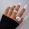 3Pcs Alloy Finger Rings Sets, Silver, Inner Diameter: 16~20mm