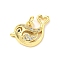 Brass Micro Pave Cubic Zirconia Pendants, Cadmium Free & Lead Free, Animal, Bird, 13x20.5x4mm
