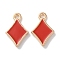 Alloy Enamel Pendants, Spades & Rhombus Charms, Red, 15x9.8x2mm, Hole: 1.4mm