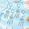 4Pcs Tibetan Style Alloy with Natural Shell & Synthetic Turquoise Keychains, with 304 Stainless Steel Split Key Rings for Keychain, Purse, Backpack Ornament, Antique Silver, 118~135mm