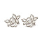 Brass Micro Pave Clear Cubic Zirconia with Synthetic Cat Eye Twister Clasps, Cadmium Free & Lead Free, Butterfly, Platinum, 31.5x26.5x10mm, Hole: 1mm
