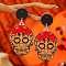 Gothic Rose Acrylic Skull Stud Earrings, Halloween Women's Ear Jewelry, Platinum, Yellow