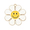 Alloy Enamel Pendants, Flower with Smiling Face, Light Gold, 46x44x2mm, Hole: 3.5mm