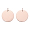Ion Plating(IP) 304 Stainless Steel Pendants, with Jump Ring, Manual Polishing, Flat Round Charm, Stamping Blank Tag, Rose Gold, 18x1.5mm, Hole: 3.5mm