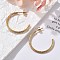 304 Stainless Steel Twist C-Shaped Stud Earrings, Ion Plating(IP), Real 18K Gold Plated, 30x2mm