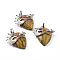Natural Picture Jasper Pendants, Teardrop with Mask Charms, with Rack Plating Platinum Plated Brass Ruby Rhinestone Findings, 37~37.5x34.5~36x10~11mm, Hole: 6x4mm