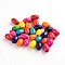Natural Wood Beads, Egg Shaped Rugby Wood Beads, Mixed Color, Lead Free, Dyed, Barrel, Mixed Color, 8x5mm, Hole: 2mm, about 12000pcs/1000g