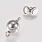 Tarnish Resistant 304 Stainless Steel Magnetic Clasps with Loops, Stainless Steel Color, 12x6mm, Hole: 1.6mm