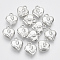 Plating ABS Plastic Pendants, Heart with Tulip Flower, Platinum, 16x14x6mm, Hole: 2mm