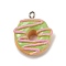 Opaque Resin Pendants, Imitate Bread, with Platinum Iron Loops, Donut, 23.5x20x10mm, Hole: 2mm